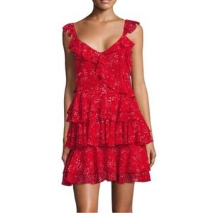 The kooples floral print v-neck red floral mini dress size 1